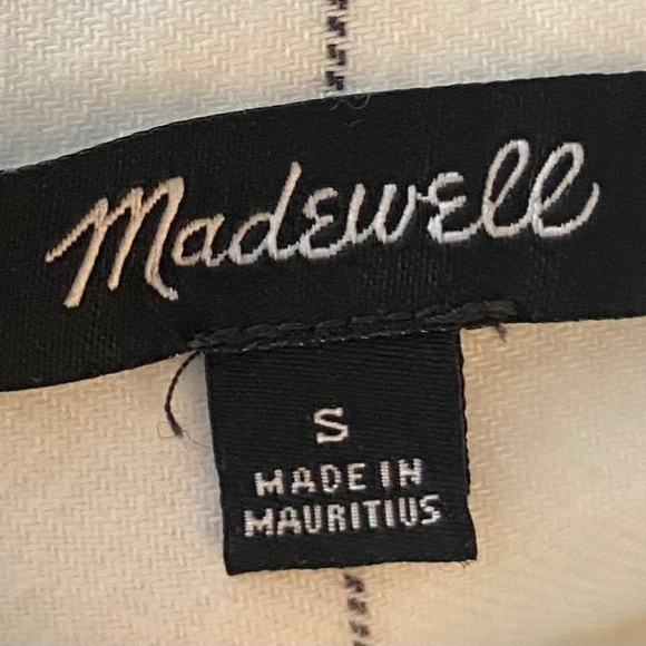 Madewell Tie Neck Shirt Top Blouse Flannel Sz Small White Windowpane Plaid - Picture 3 of 4